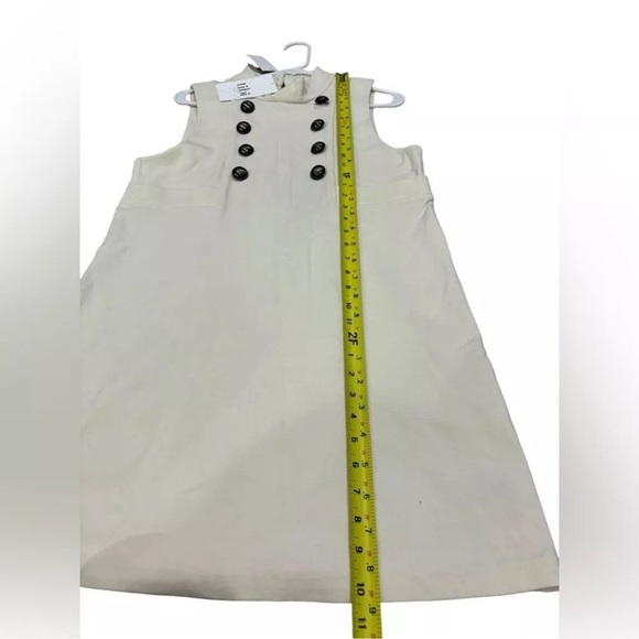 NWT Anthropologie TIBI Button Ivory Cream Dress Mock Neck Sleeveless Button - Picture 3 of 6